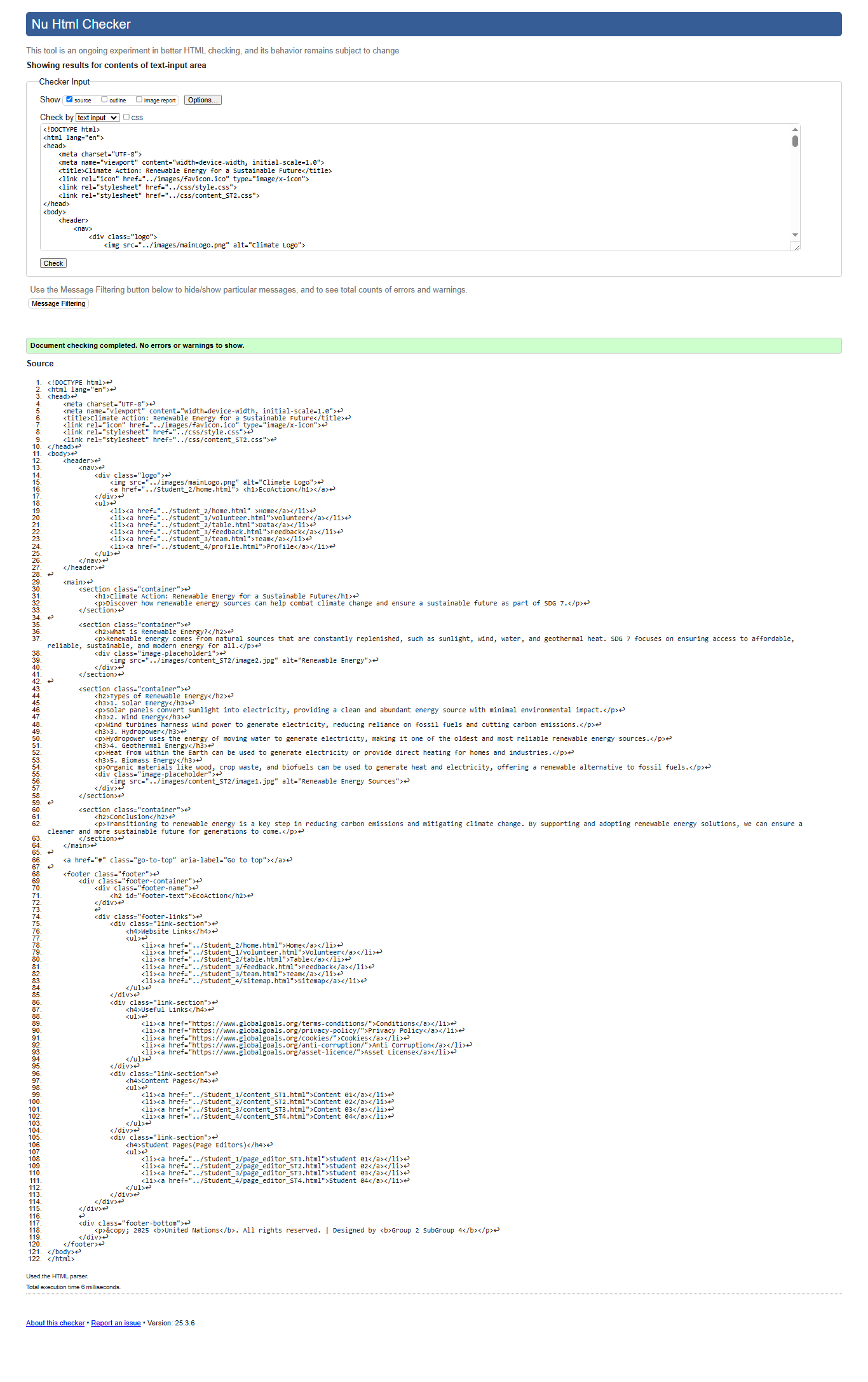 Content Page Validation