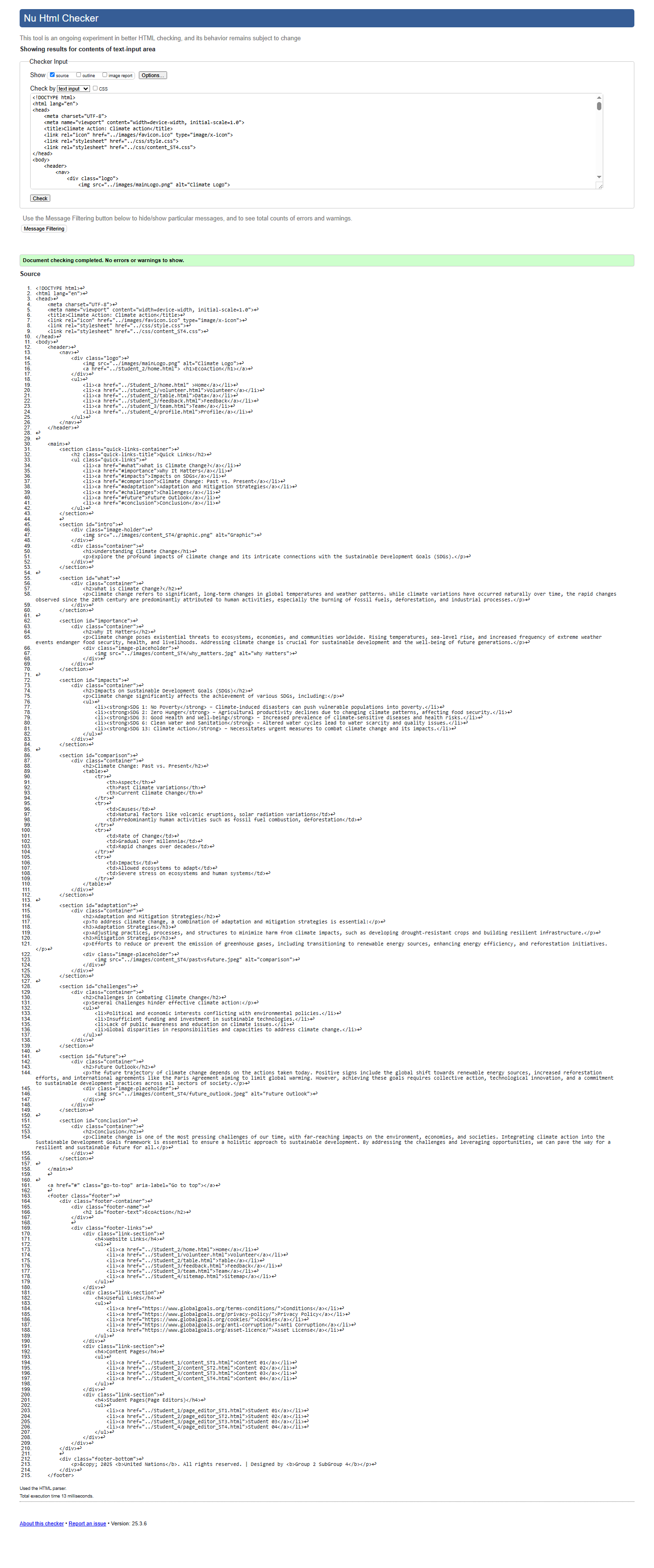 Content Page Validation
