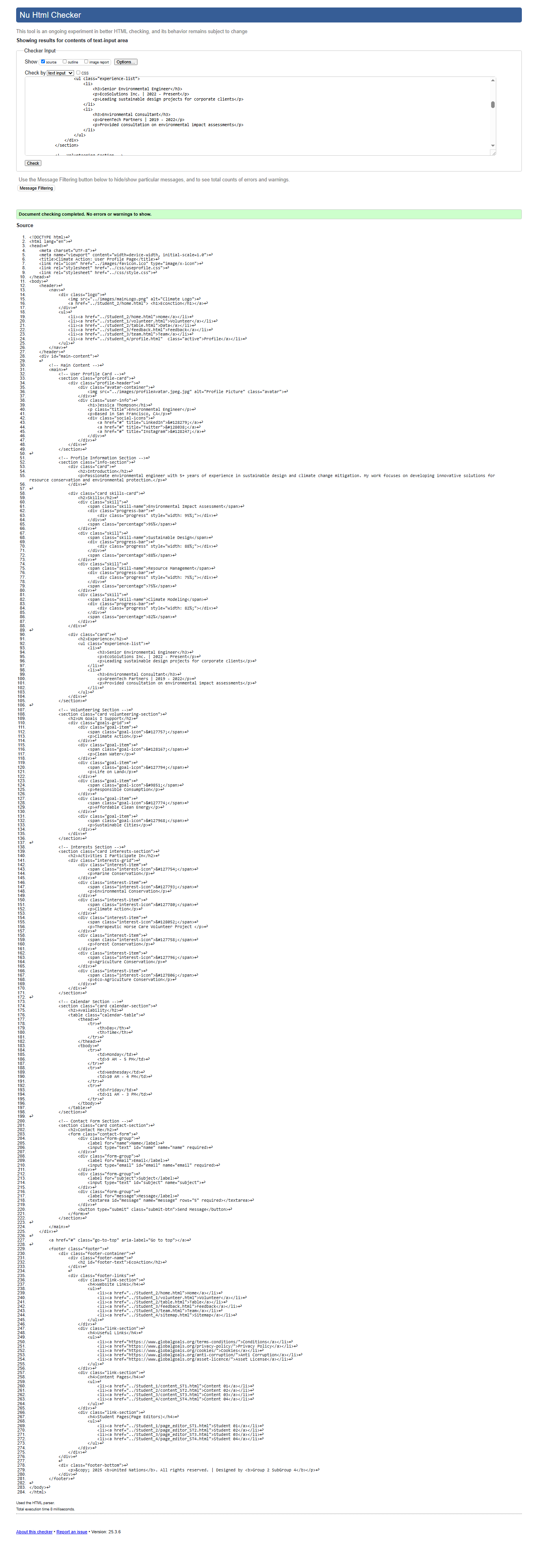 Profile Page Validation
