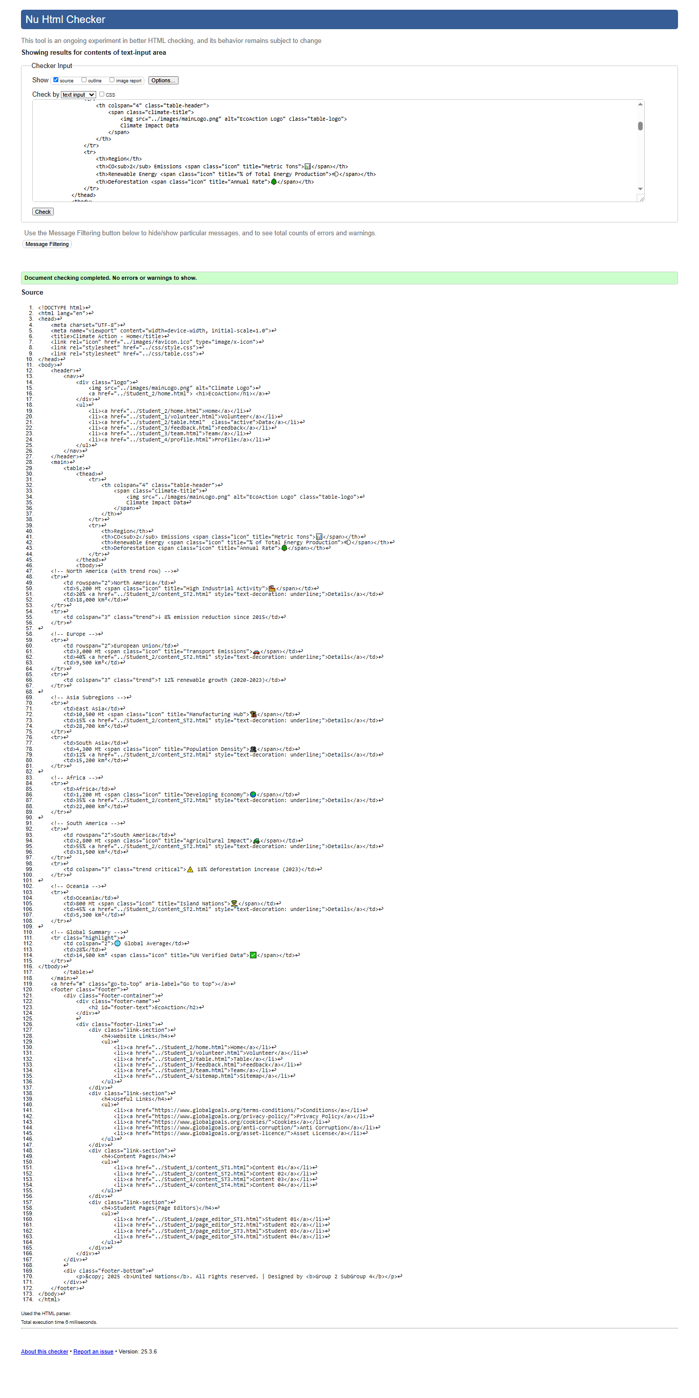Table Page Validation