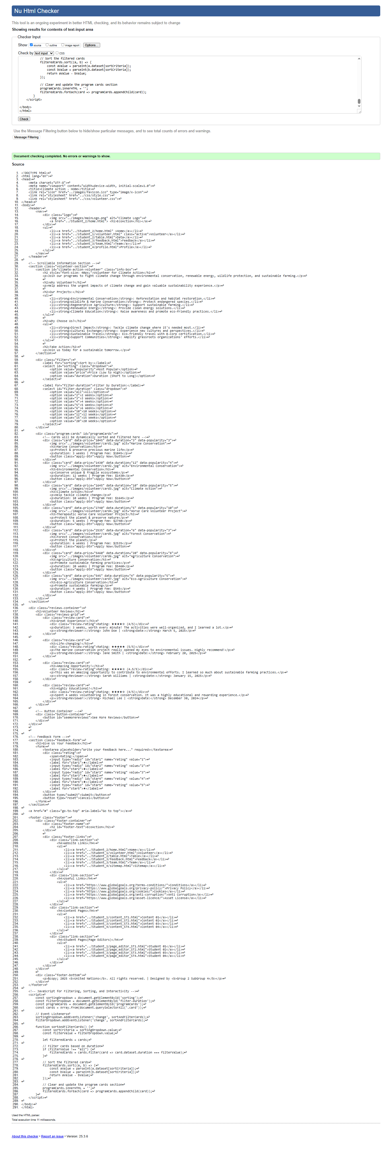 Volunteer Page Validation